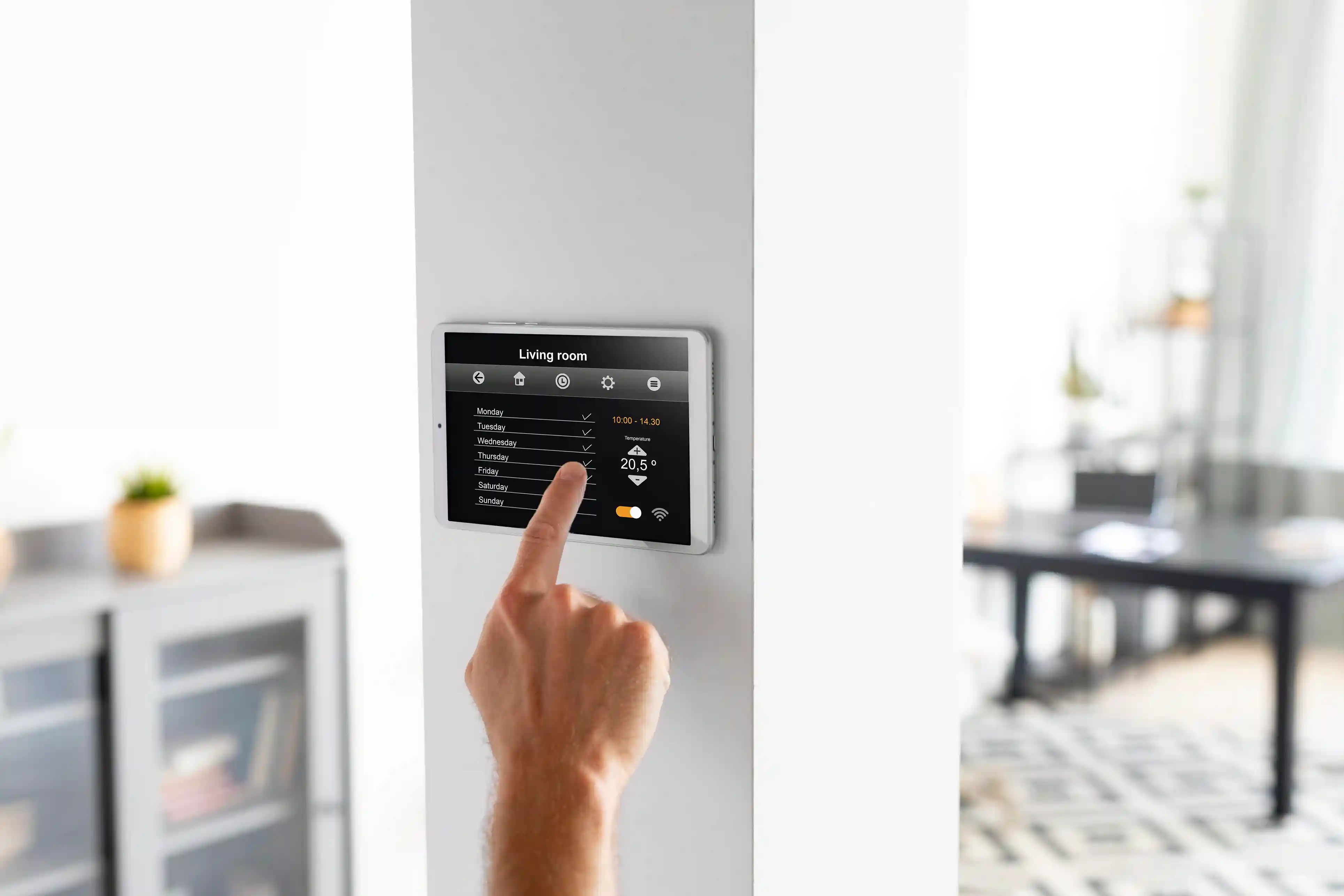 Vipissyfan Smart Thermostat on a wall
